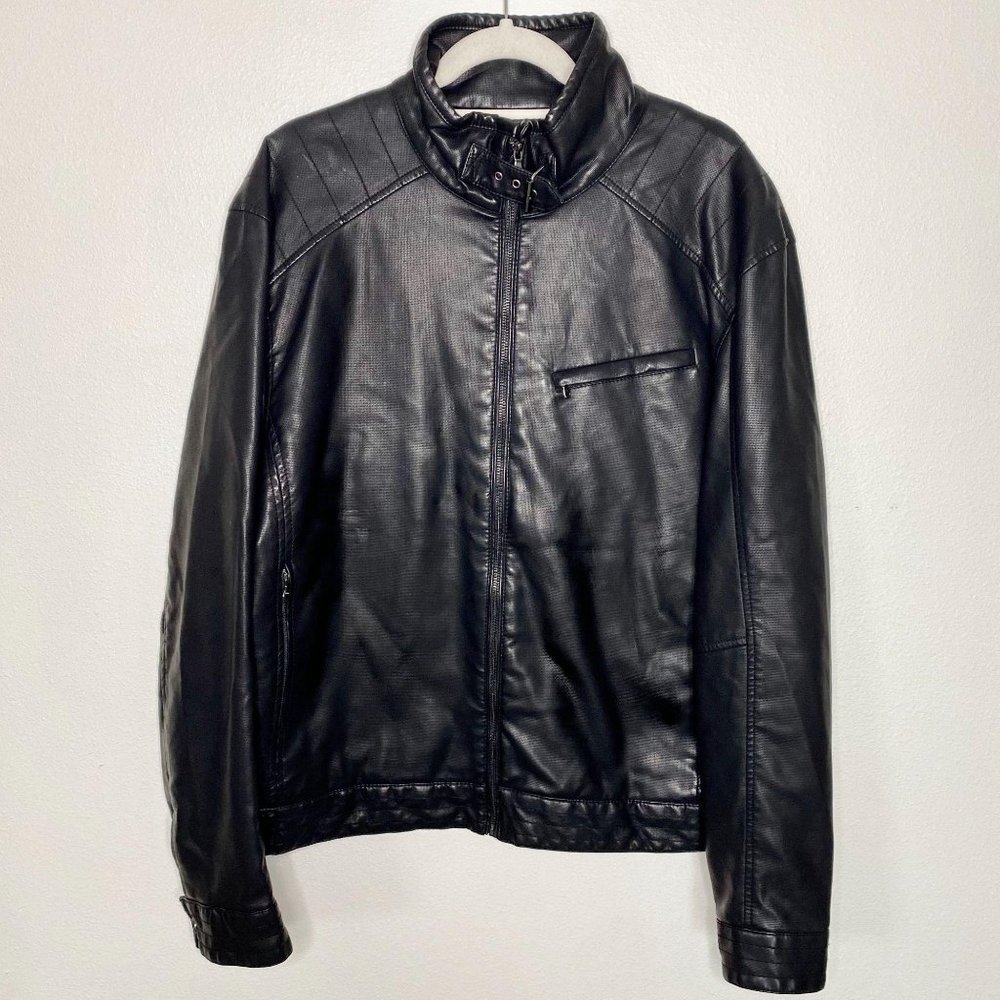 Emanuel Ungaro Black Vegan Faux Leather Jacket Goth 90s Y2K
